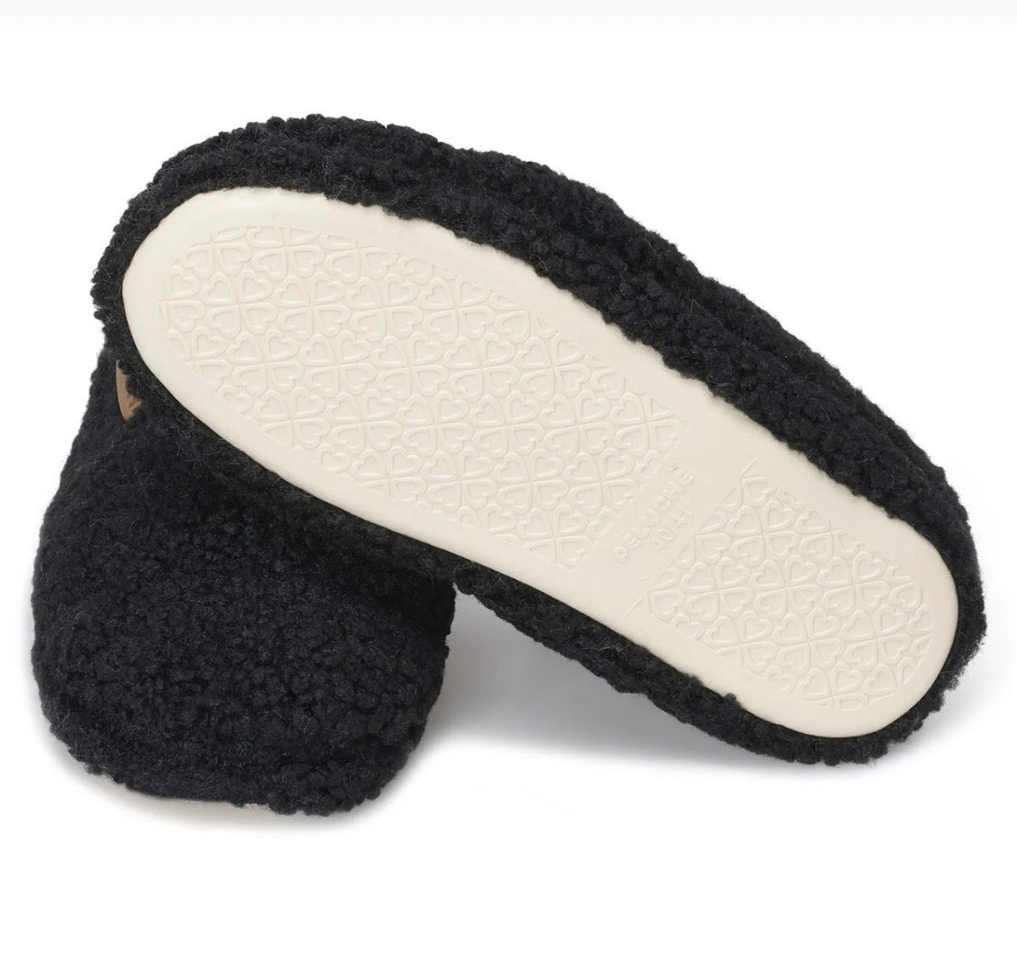 PELUCHE- TEDDY-   Kapcie Damskie Czarne