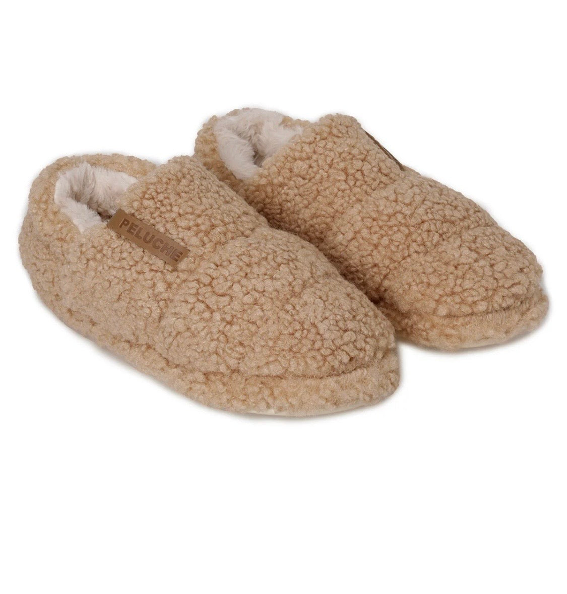 PELUCHE-TEDDY-  Kapcie Damskie Camel