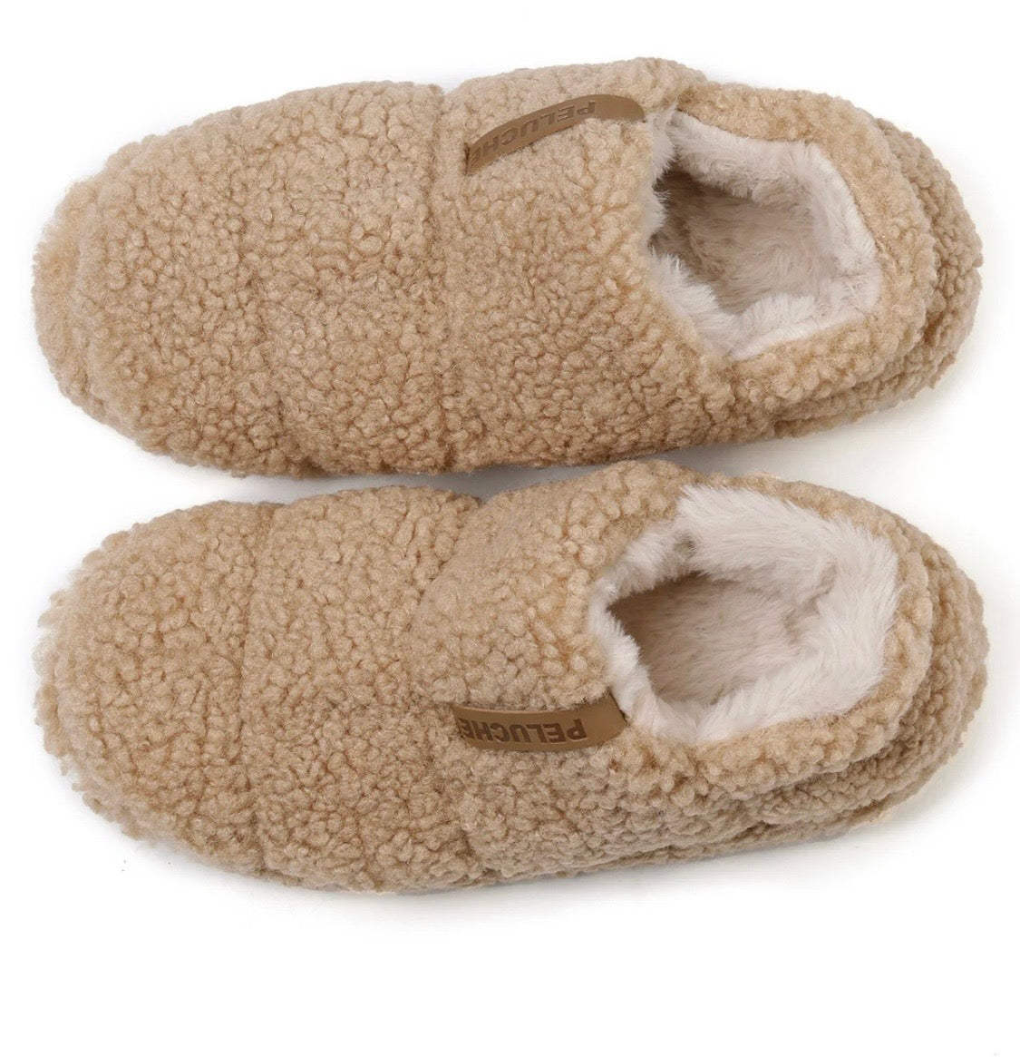 PELUCHE-TEDDY-  Kapcie Damskie Camel